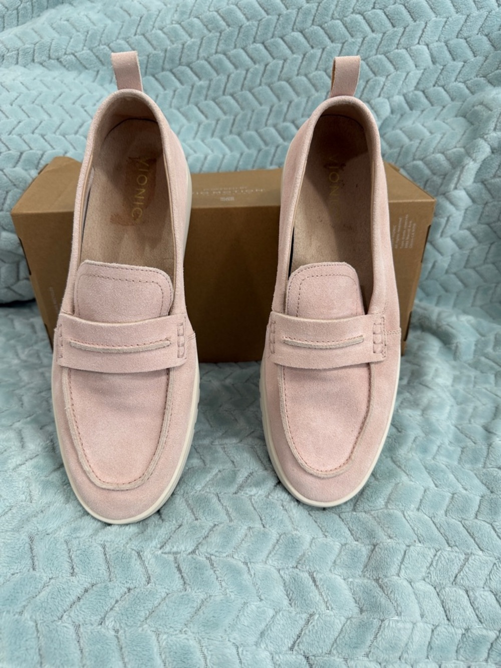 Light Pink Suede Slip-On Loafers